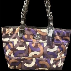 Coach Madison Purple and Brown Patterned Bag